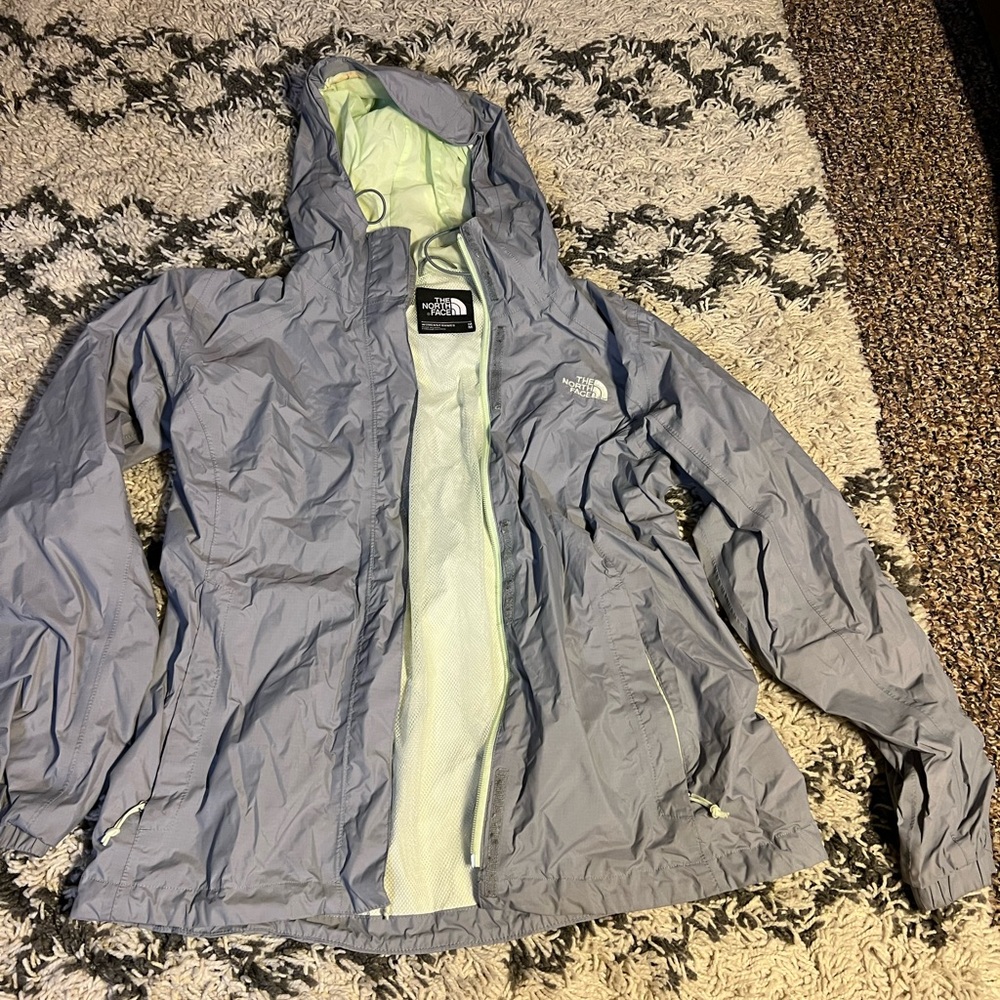 Gray Northface rain jacket